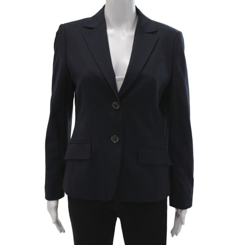 Boss Hugo Boss Womens Basic Jacket Black Virgin Wool Button Long Sleeve Size 6